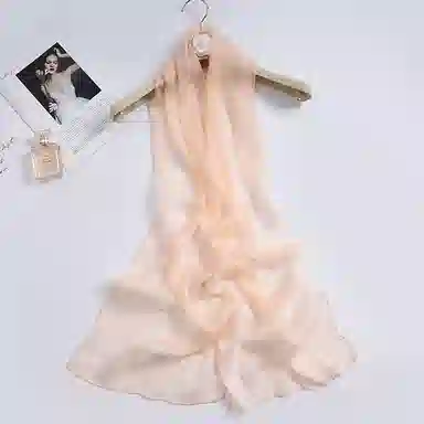 一米画纱 轻薄透气真丝雪纺窄长条长巾清新纯色简约百搭防晒拍照纱巾 桑蚕丝 丝巾 女款