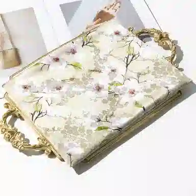 一米画纱 中式古典花园系列复古花萝方巾外搭出游气质国风双面双色 桑蚕丝 丝巾 女款