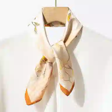 一米画纱 优雅中式花朵图案精致真丝材质高品质斜纹绸印花方巾如画系列 桑蚕丝 丝巾 女款