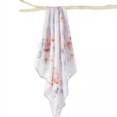 一米画纱 古典花卉雅韵国风真丝方巾旅游装饰素绸缎领巾搭配西装时尚出游 桑蚕丝 丝巾 女款