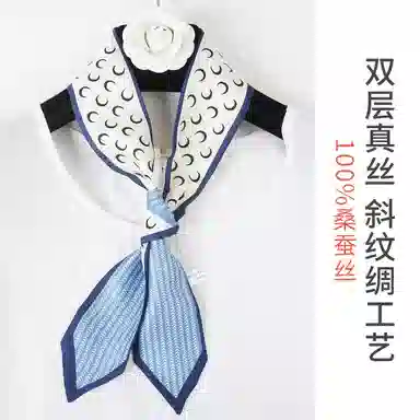 一米画纱 学院风简约百搭多功能尖角斜纹绸领巾小长条发带绑包包装饰 桑蚕丝 丝巾 女款
