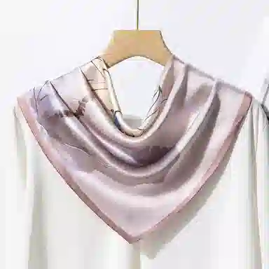 一米画纱 丝绸质感花卉图案国风印花真丝方巾踏青郊游装饰领巾拍照搭配 桑蚕丝 丝巾 女款