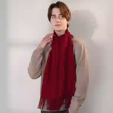 一米画纱 大气流苏加厚温暖时尚简约纯色暖糯亲肤围脖外搭保暖 山羊绒 绒线围巾 男女同款情侣款