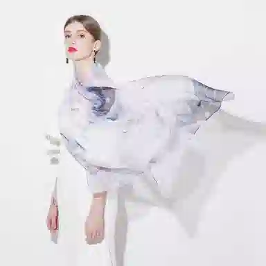 一米画纱 田园花卉轻盈飘逸中式浪漫雪纺真丝沙巾丝滑细腻披肩 桑蚕丝 丝巾 女款