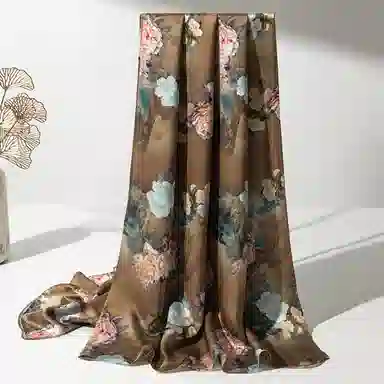 一米画纱 古典国风精致优雅迷梦迷情双层真丝高档气质长款披肩 桑蚕丝 丝巾 女款