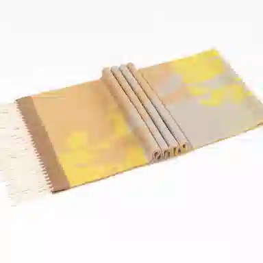 一米画纱 优雅保暖高级气质提花粗纺工艺加厚保暖高端轻奢优雅流苏 山羊绒 绒线围巾 女款