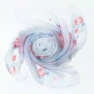 一米画纱 国风花卉轻盈透气旅游拍照外搭真丝雪纺喷绘长巾出行遮阳纱巾 丝巾 桑蚕丝 女款