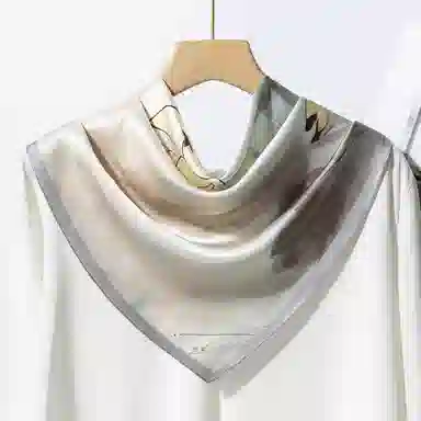 一米画纱 丝绸质感花卉图案国风印花真丝方巾踏青郊游装饰领巾拍照搭配 桑蚕丝 丝巾 女款