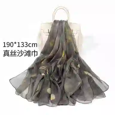 一米画纱 轻盈飘逸出游真丝雪纺印花真丝都市花瓣系列高级纱巾 桑蚕丝 丝巾 女款