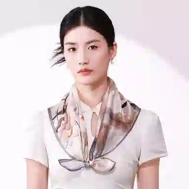 一米画纱 古典花卉雅韵国风真丝方巾旅游装饰素绸缎领巾搭配西装时尚出游 桑蚕丝 丝巾 女款