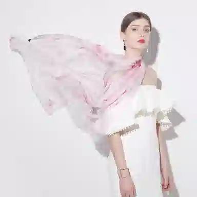 一米画纱 田园花卉轻盈飘逸中式浪漫雪纺真丝沙巾丝滑细腻披肩 桑蚕丝 丝巾 女款
