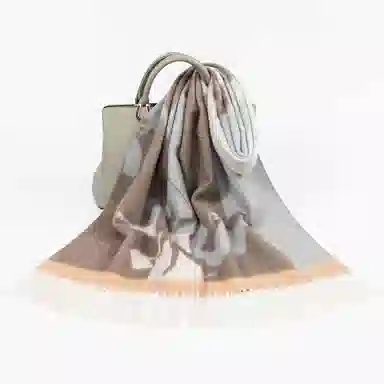 一米画纱 优雅保暖高级气质提花粗纺工艺加厚保暖高端轻奢优雅流苏 山羊绒 绒线围巾 女款