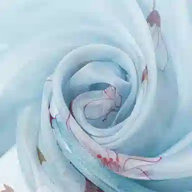 一米画纱 国风花卉轻盈透气旅游拍照外搭真丝雪纺喷绘长巾出行遮阳纱巾 丝巾 桑蚕丝 女款