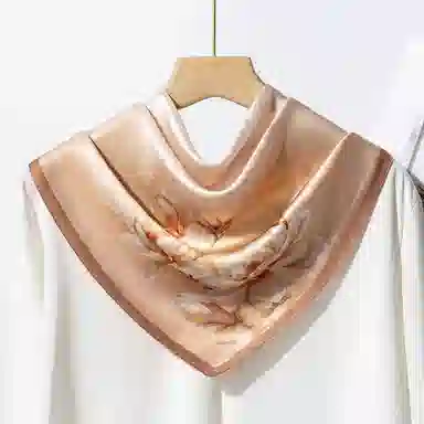 一米画纱 丝绸质感花卉图案国风印花真丝方巾踏青郊游装饰领巾拍照搭配 桑蚕丝 丝巾 女款