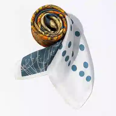 一米画纱 古典花卉雅韵国风真丝方巾旅游装饰素绸缎领巾搭配西装时尚出游 桑蚕丝 丝巾 女款