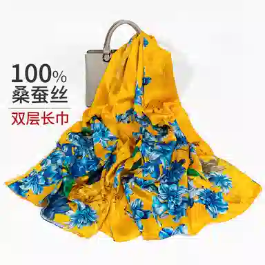 一米画纱 古典国风精致优雅迷梦迷情双层真丝高档气质长款披肩 桑蚕丝 丝巾 女款