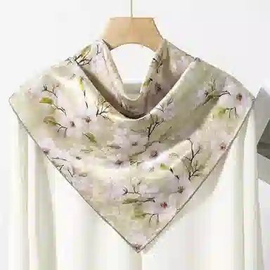 一米画纱 中式古典花园系列复古花萝方巾外搭出游气质国风双面双色 桑蚕丝 丝巾 女款