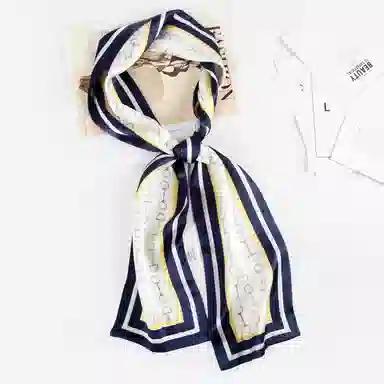 一米画纱 时尚百搭真丝双层喷绘飘带优雅气质长条领巾轻盈装饰 桑蚕丝 丝巾 女款