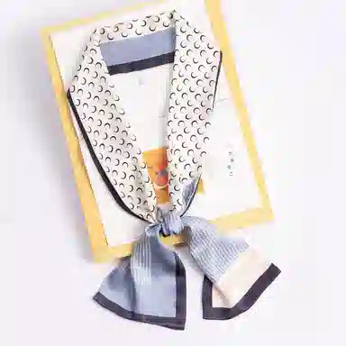 一米画纱 时尚百搭真丝双层喷绘飘带优雅气质长条领巾轻盈装饰 桑蚕丝 丝巾 女款