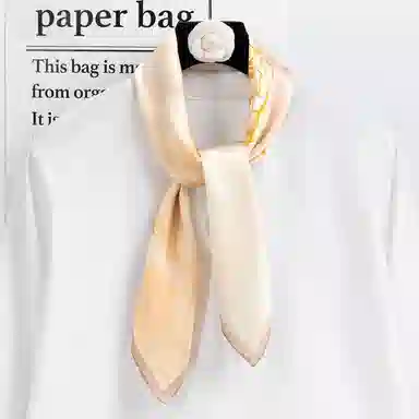 一米画纱 丝绸质感花卉图案国风印花真丝方巾踏青郊游装饰领巾拍照搭配 桑蚕丝 丝巾 女款