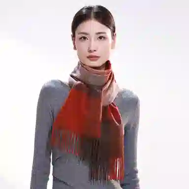 一米画纱 柔软触感经典格纹加厚保暖舒适格子条纹撞色流苏 山羊绒 绒线围巾 男女同款情侣款