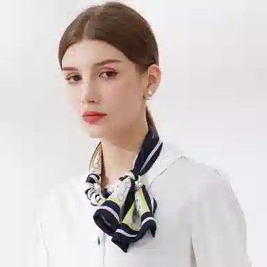一米画纱 时尚百搭真丝双层喷绘飘带优雅气质长条领巾轻盈装饰 桑蚕丝 丝巾 女款