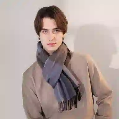 一米画纱 柔软亲肤长款加厚保暖时尚休闲气质格纹流苏潮流舒适 绵羊毛 绒线围巾 男女同款情侣款