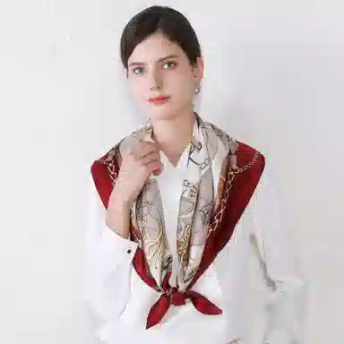 一米画纱 婉约江南中式真丝大方巾时尚印花舒适独特图案优雅百搭 桑蚕丝 丝巾 女款