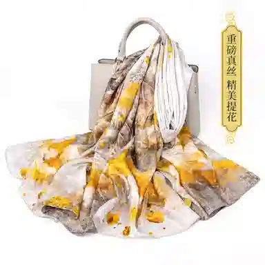 一米画纱 国风古典花卉真丝高级感提花浪漫色彩长巾外出轻盈飘逸披肩 桑蚕丝 丝巾 女款