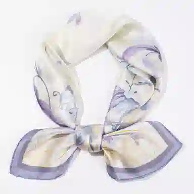 一米画纱 丝绸质感花卉图案国风印花真丝方巾踏青郊游装饰领巾拍照搭配 桑蚕丝 丝巾 女款