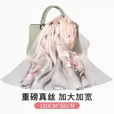 一米画纱 新潮国风优雅大方花卉图案柔软丝绸高档舒适真丝长巾东方丝语系列 桑蚕丝 丝巾 女款