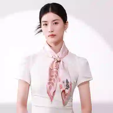 一米画纱 古典花卉雅韵国风真丝方巾旅游装饰素绸缎领巾搭配西装时尚出游 桑蚕丝 丝巾 女款