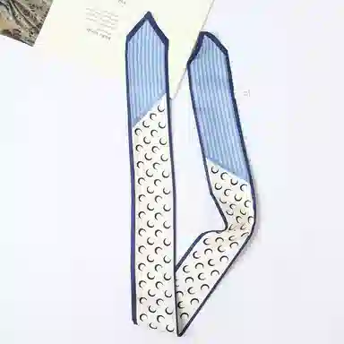 一米画纱 学院风简约百搭多功能尖角斜纹绸领巾小长条发带绑包包装饰 桑蚕丝 丝巾 女款