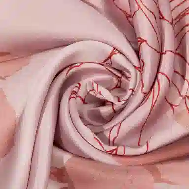 一米画纱 清雅海棠高档柔滑双面印花拼接时尚花卉图案气质真丝 桑蚕丝 丝巾 女款