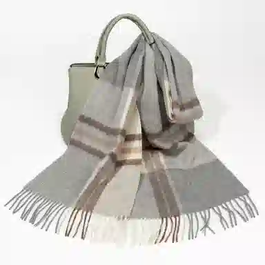 一米画纱 柔软触感经典格纹加厚保暖舒适格子条纹撞色流苏 山羊绒 绒线围巾 男女同款情侣款