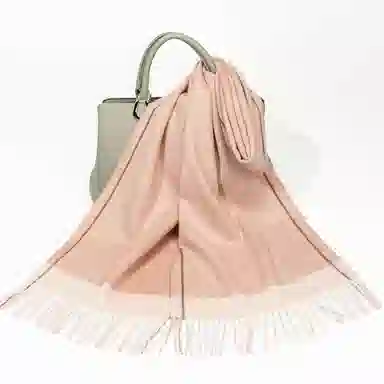 一米画纱 双面双色美拉德风高品质个性流苏外搭时尚加厚保暖轻奢舒适 山羊绒 绒线围巾 女款