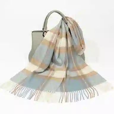 一米画纱 柔软亲肤长款加厚保暖时尚休闲气质格纹流苏潮流舒适 绵羊毛 绒线围巾 男女同款情侣款