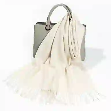 一米画纱 大气流苏加厚温暖时尚简约纯色暖糯亲肤围脖外搭保暖 山羊绒 绒线围巾 男女同款情侣款