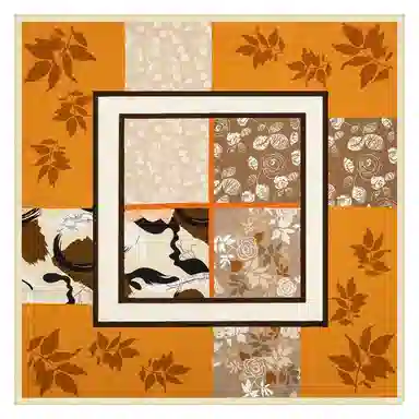 一米画纱 双面双色斜纹绸精致工艺喷绘真丝方巾优雅气质西装领巾 桑蚕丝 丝巾 女款