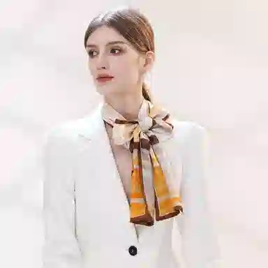 一米画纱 时尚百搭真丝双层喷绘飘带优雅气质长条领巾轻盈装饰 桑蚕丝 丝巾 女款