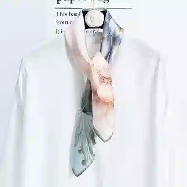 一米画纱 丝绸质感花卉图案国风印花真丝方巾踏青郊游装饰领巾拍照搭配 桑蚕丝 丝巾 女款