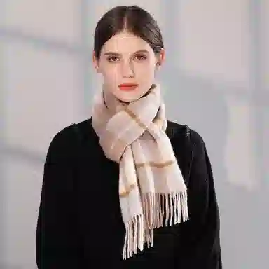 一米画纱 柔软亲肤长款加厚保暖时尚休闲气质格纹流苏潮流舒适 绵羊毛 绒线围巾 男女同款情侣款