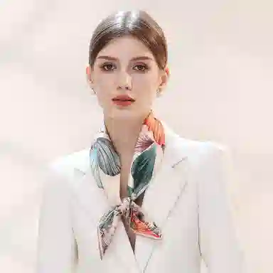 一米画纱 中式国风高雅山茶花系列斜纹中方巾双面西装领巾优雅 桑蚕丝 丝巾 女款