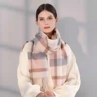 一米画纱 柔软亲肤长款加厚保暖时尚休闲气质格纹流苏潮流舒适 绵羊毛 绒线围巾 男女同款情侣款
