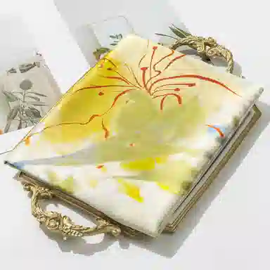 一米画纱 轻奢古典清新国风优雅印花奢靡系列气质旗袍 桑蚕丝 丝巾 女款