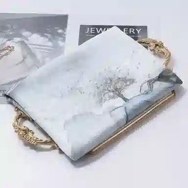一米画纱 国风花卉轻盈透气旅游拍照外搭真丝雪纺喷绘长巾出行遮阳纱巾 丝巾 桑蚕丝 女款