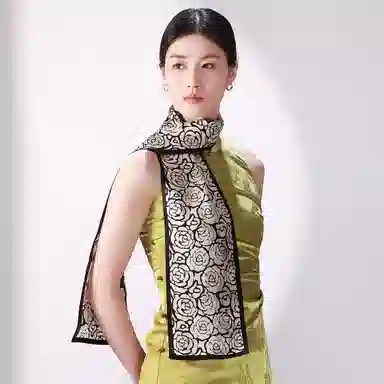 一米画纱 时尚百搭真丝双层喷绘飘带优雅气质长条领巾轻盈装饰 桑蚕丝 丝巾 女款