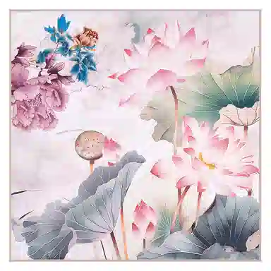 一米画纱 古典花卉雅韵国风真丝方巾旅游装饰素绸缎领巾搭配西装时尚出游 桑蚕丝 丝巾 女款