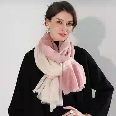 一米画纱 轻奢色织轻盈柔软亲肤细腻保暖外搭气质披肩高级感 山羊绒 绒线围巾 女款