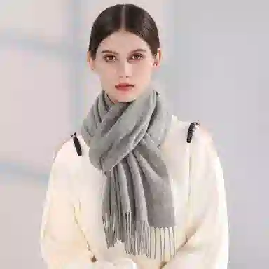 一米画纱 大气流苏加厚温暖时尚简约纯色暖糯亲肤围脖外搭保暖 山羊绒 绒线围巾 男女同款情侣款